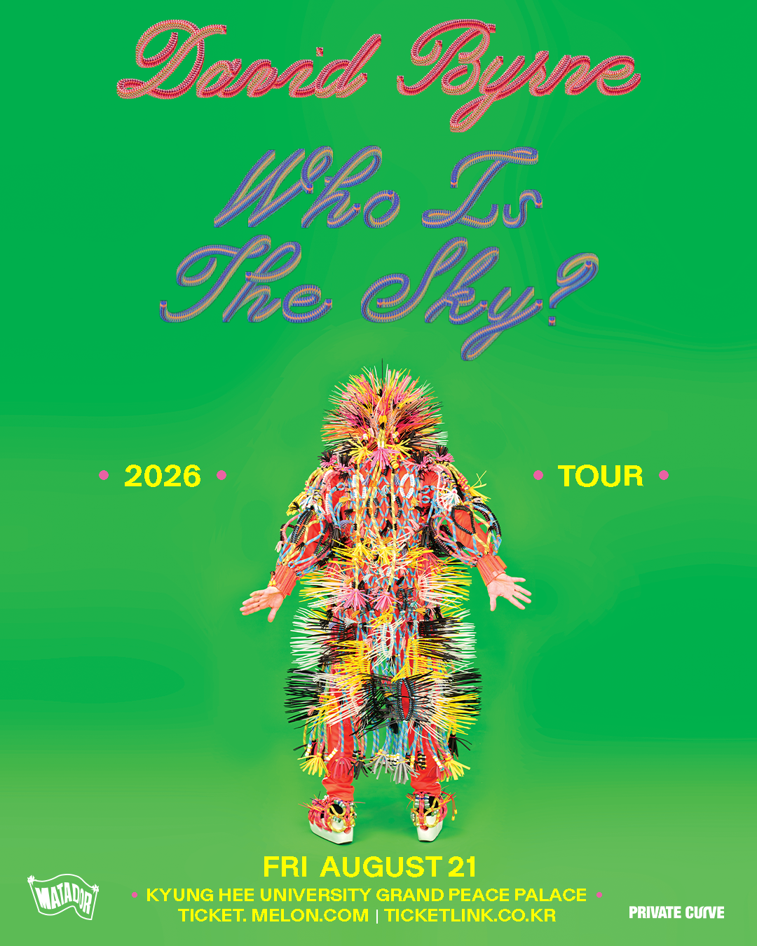 데이비드 번 첫 단독 내한공연 David Byrne Who Is The Sky?Tour