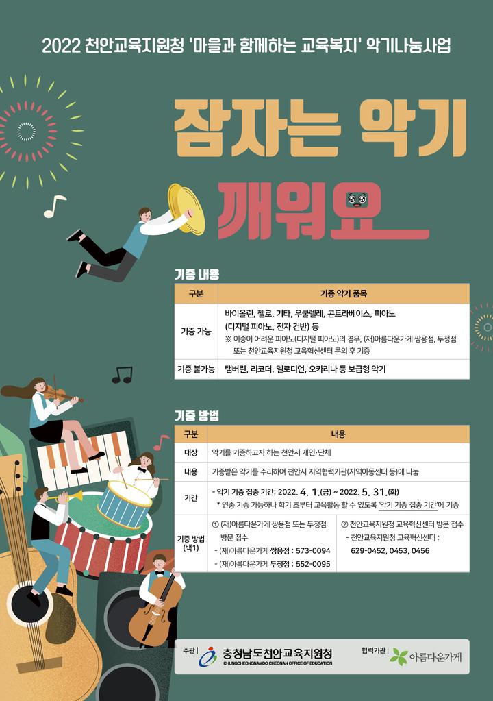 2022학년도 마을과 함께하는 교육복지 악기나눔사업 안내... 가정통신문 :: 2022학년도 마을과 함께하는 교육복지 악기나눔사업 안내