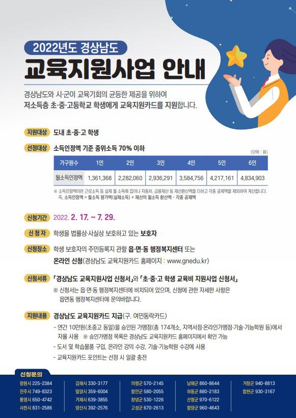 2022년도 경상남도 교육지원사업(바우처사업) 신청 안내 :: 가정통신문... 가정통신문 :: 2022년도 경상남도 교육지원사업(바우처사업) 신청 안내