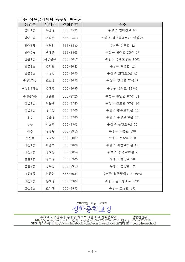 2022학년도 여름방학 중 급식지원 신청안내 :: 가정통신문 :: 정화중학교 정화중학교 :: 가정통신문 :: 2022학년도 여름방학 중 급식지원 신청안내