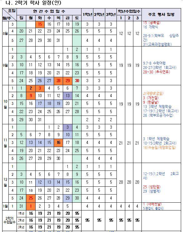 [안내]2023학년도 학사일정(안) :: 공지사항 :: 천안성정중학교 천안성정중학교 :: 공지사항 :: [안내]2023학년도 학사일정(안)