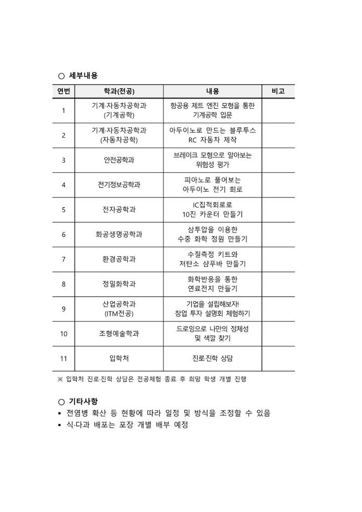 서울과학기술대학교 「전공체험캠프」 개최 및 신청 안내 :: 공지사항 :: 대지고등학교 대지고등학교 :: 공지사항 :: 서울과학기술대학교... 