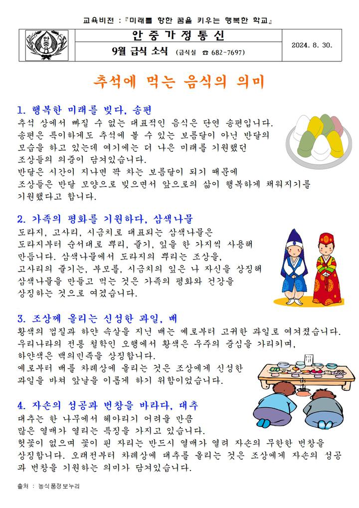 9월 식단 및 영양식생활 교육 자료 안내 :: 가정통신문 :: 안중초등학교 안중초등학교 :: 가정통신문 :: 9월 식단 및 영양식생활 교육 자료 안내
